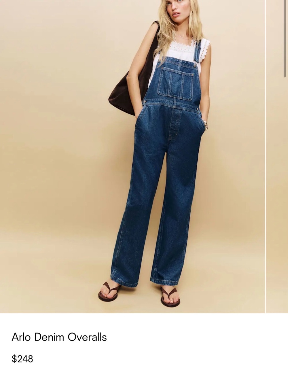 Reformation Arlo Denim Overalls - Deep Blue